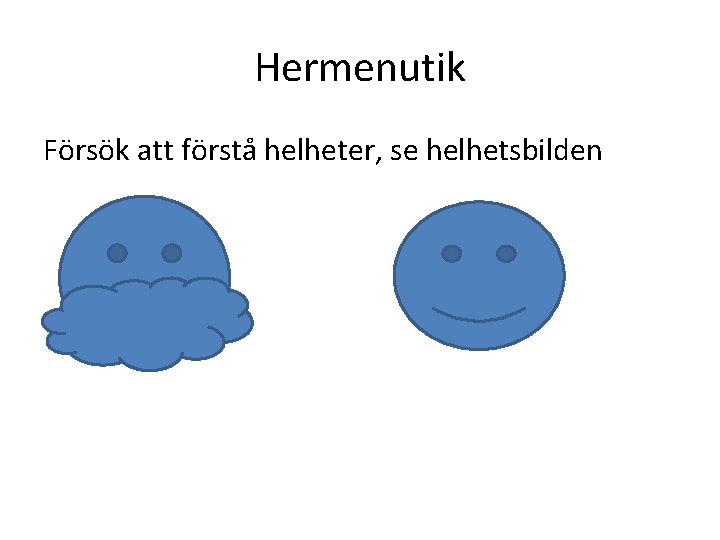 Hermenutik Försök att förstå helheter, se helhetsbilden 