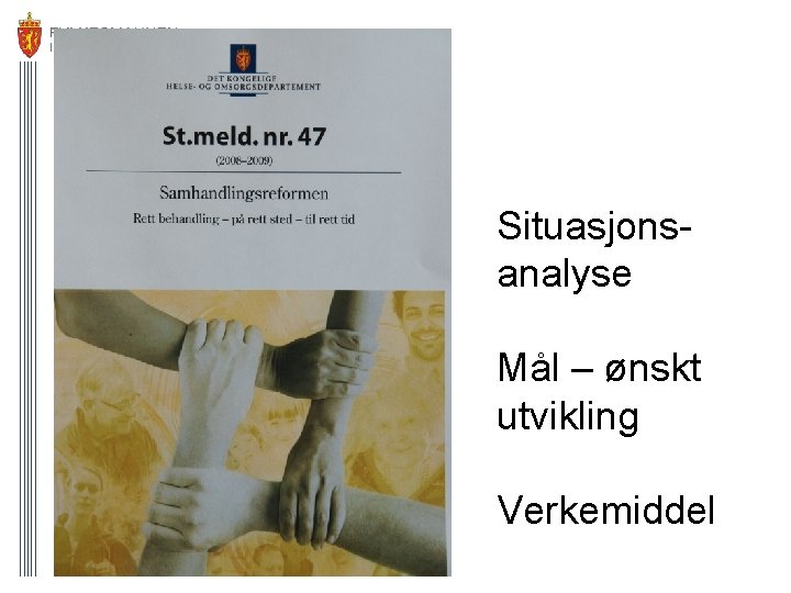 Situasjons- analyse Mål – ønskt utvikling Verkemiddel 