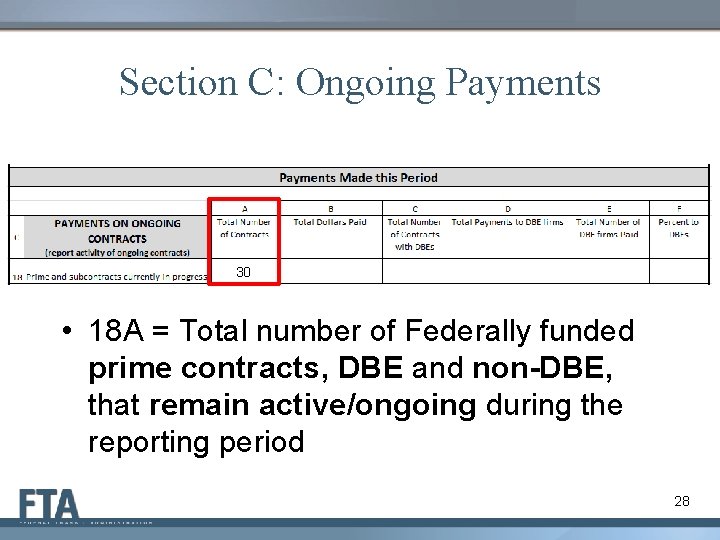 Section C: Ongoing Payments 30 • 18 A = Total number of Federally funded