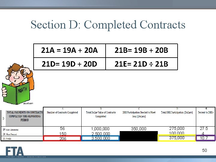 Section D: Completed Contracts 21 A = 19 A + 20 A 21 B=