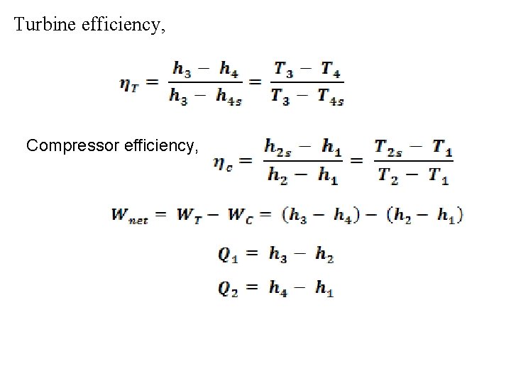 Turbine efficiency, Compressor efficiency, 