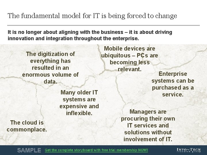 The fundamental model for IT is being forced to change It is no longer