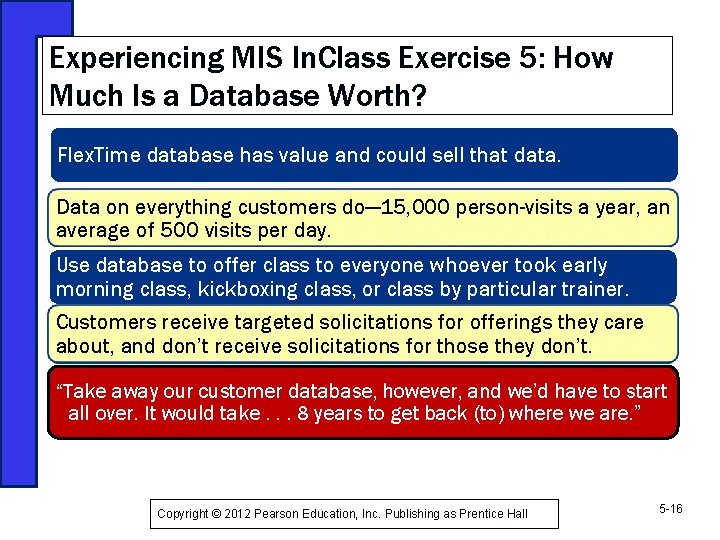 Experiencing MIS In. Class Exercise 5: How Much Is a Database Worth? Flex. Time