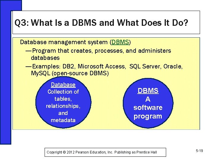 Q 3: What Is a DBMS and What Does It Do? Database management system