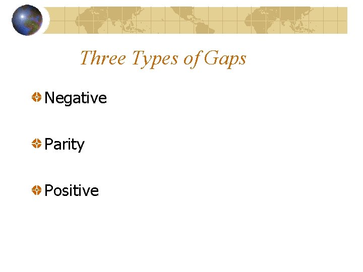 Three Types of Gaps Negative Parity Positive 