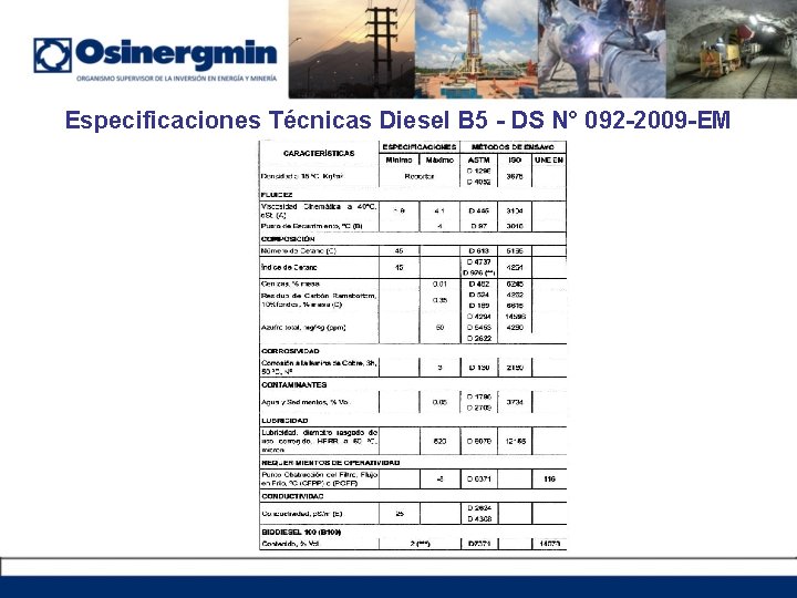 Especificaciones Técnicas Diesel B 5 - DS N° 092 -2009 -EM 