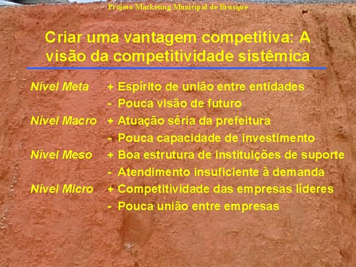 Projeto Marketing Municipal de Brusque Criar uma vantagem competitiva: A visão da competitividade sistêmica Projeto Marketing Municipal de Brusque Criar uma vantagem competitiva: A visão da competitividade sistêmica