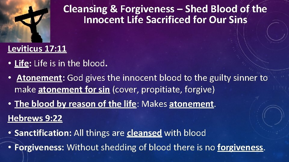 Cleansing & Forgiveness – Shed Blood of the Innocent Life Sacrificed for Our Sins