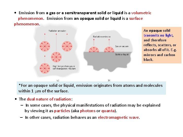  • Emission from a gas or a semitransparent solid or liquid is a