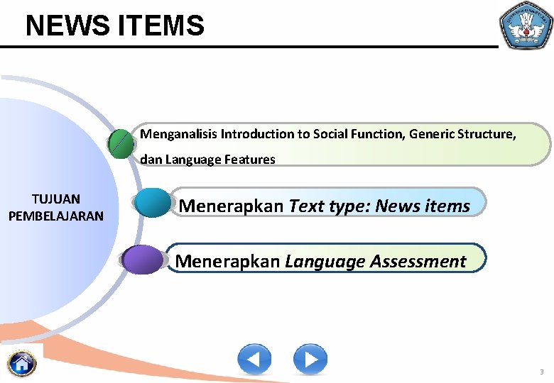 NEWS ITEMS Menganalisis Introduction to Social Function, Generic Structure, dan Language Features TUJUAN PEMBELAJARAN