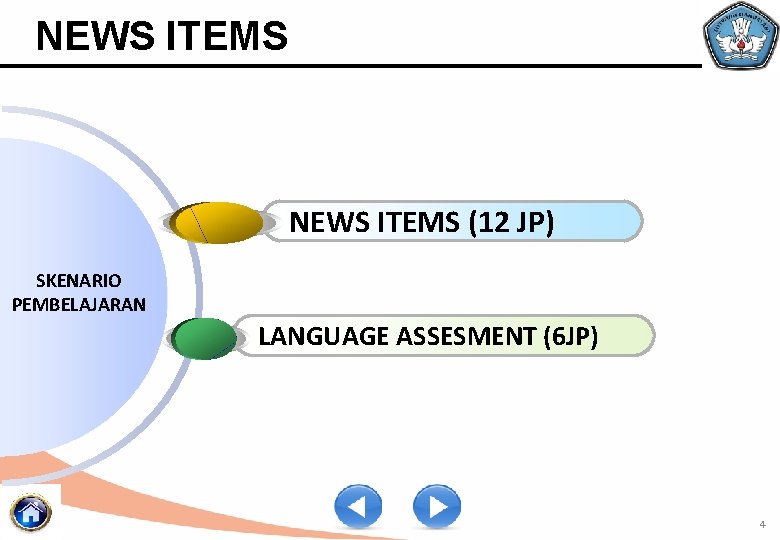 NEWS ITEMS (12 JP) SKENARIO PEMBELAJARAN LANGUAGE ASSESMENT (6 JP) 4 