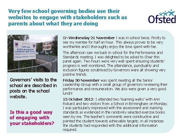 Very few school governing bodies use their websites to engage with stakeholders such as