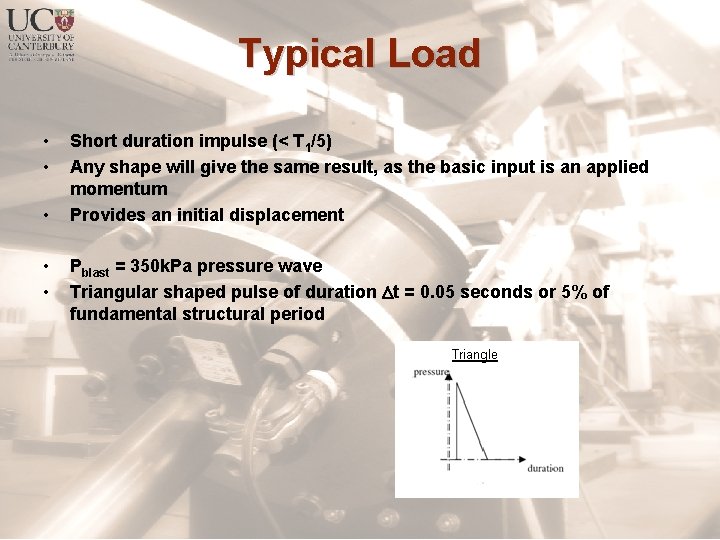 Typical Load • • • Short duration impulse (< T 1/5) Any shape will