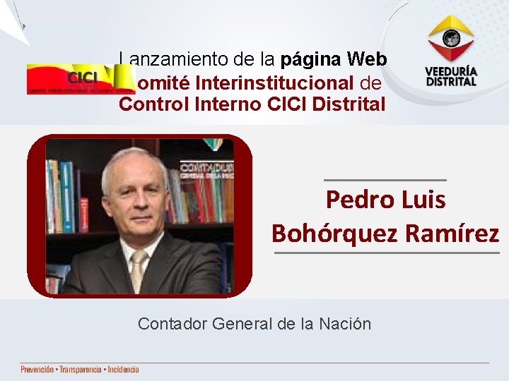 Lanzamiento de la página Web Comité Interinstitucional de Control Interno CICI Distrital Pedro Luis