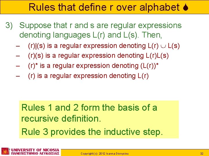 Rules that define r over alphabet 3) Suppose that r and s are regular