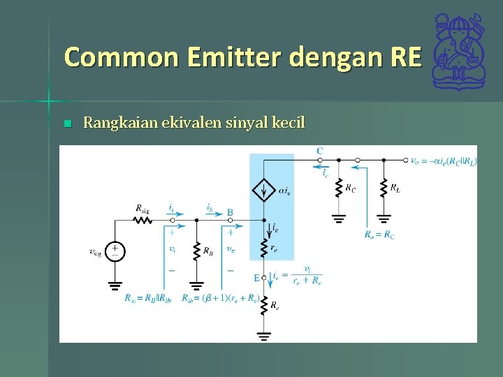 Common Emitter dengan RE n Rangkaian ekivalen sinyal kecil 