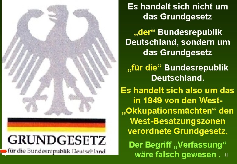 Es handelt sich nicht um das Grundgesetz „der“ Bundesrepublik Deutschland, sondern um das Grundgesetz
