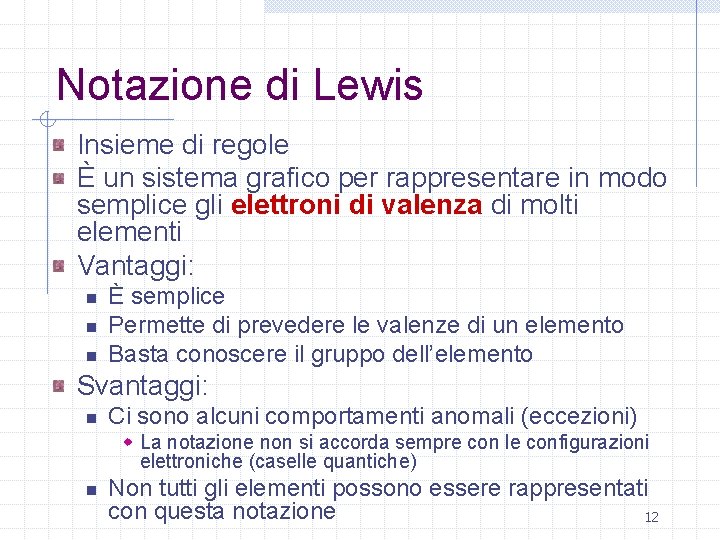 Notazione di Lewis Insieme di regole È un sistema grafico per rappresentare in modo