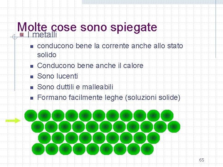 Molte cose sono spiegate I metalli conducono bene la corrente anche allo stato solido