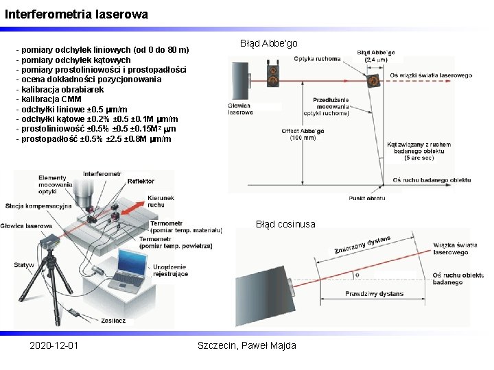 Interferometria laserowa - pomiary odchyłek liniowych (od 0 do 80 m) - pomiary odchyłek