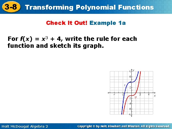 3 -8 Transforming Polynomial Functions Check It Out! Example 1 a For f(x) = 3 -8 Transforming Polynomial Functions Check It Out! Example 1 a For f(x) =
