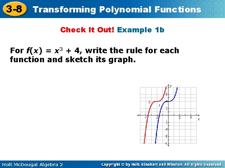 3 -8 Transforming Polynomial Functions Check It Out! Example 1 b For f(x) = 3 -8 Transforming Polynomial Functions Check It Out! Example 1 b For f(x) =