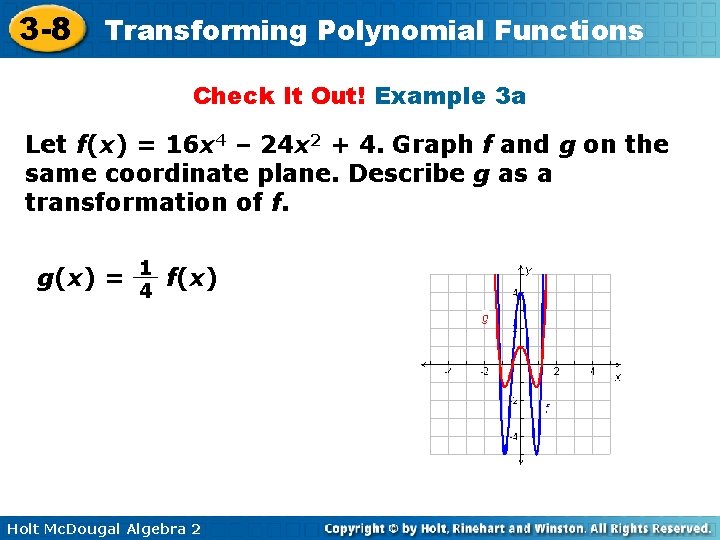 3 -8 Transforming Polynomial Functions Check It Out! Example 3 a Let f(x) = 3 -8 Transforming Polynomial Functions Check It Out! Example 3 a Let f(x) =