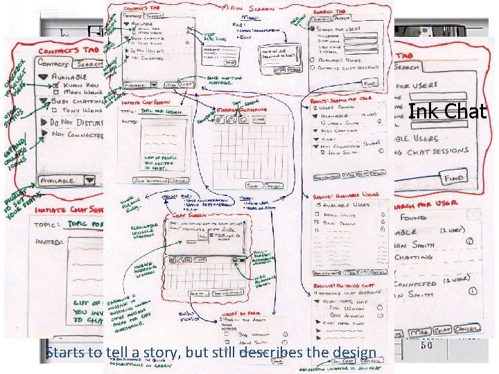 Ink Chat Starts to tell a story, but still describes the design 