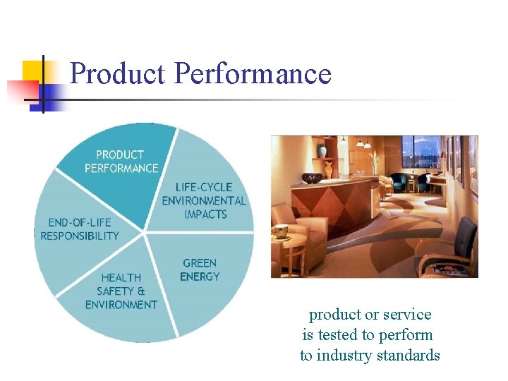 Product Performance product or service is tested to perform to industry standards 