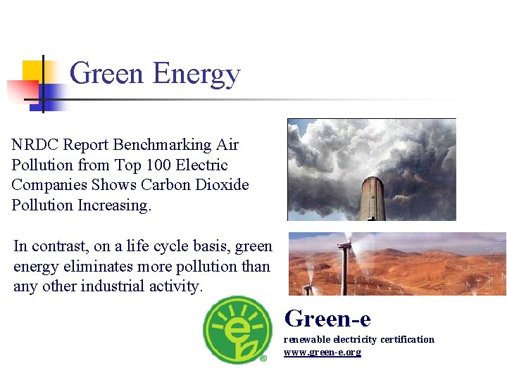 Green Energy NRDC Report Benchmarking Air Pollution from Top 100 Electric Companies Shows Carbon