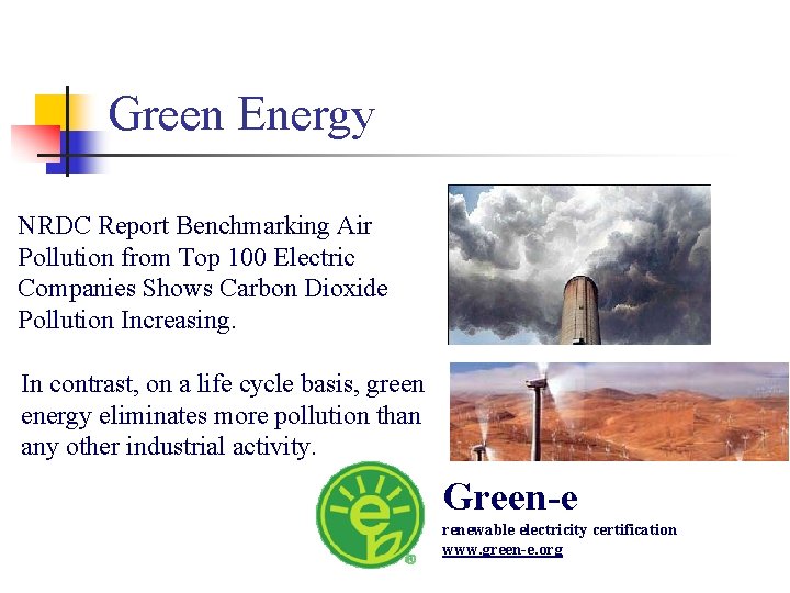 Green Energy NRDC Report Benchmarking Air Pollution from Top 100 Electric Companies Shows Carbon