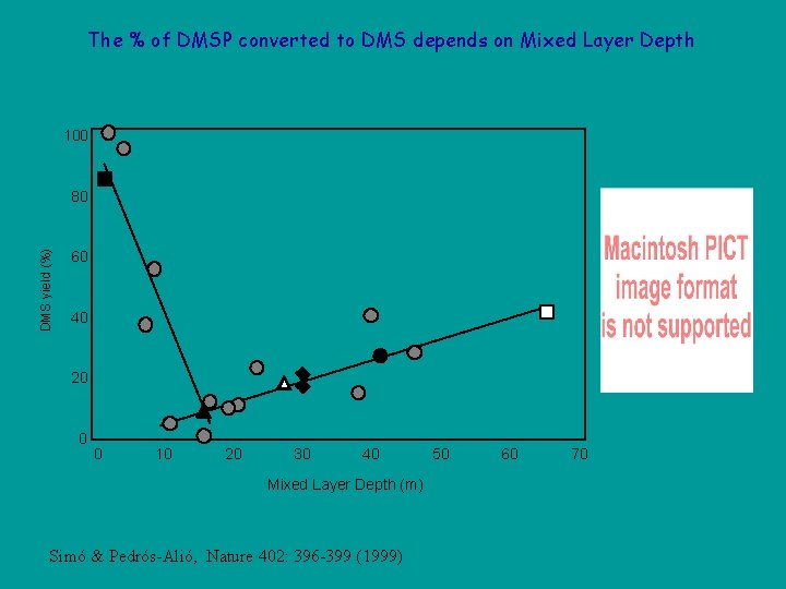 The % of DMSP converted to DMS depends on Mixed Layer Depth 100 DMS