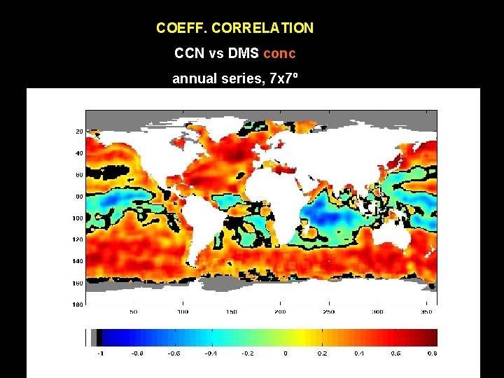 COEFF. CORRELATION CCN vs DMS conc annual series, 7 x 7º 