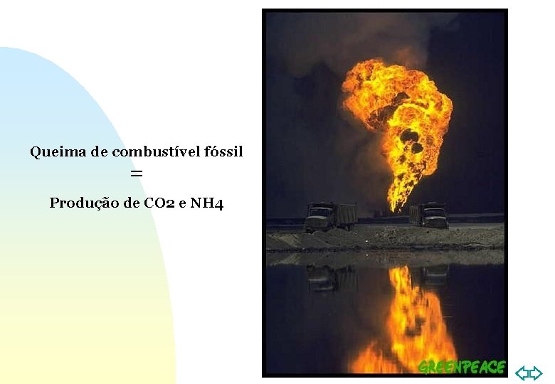 Queima de combustível fóssil = Produção de CO 2 e NH 4 Ir p/