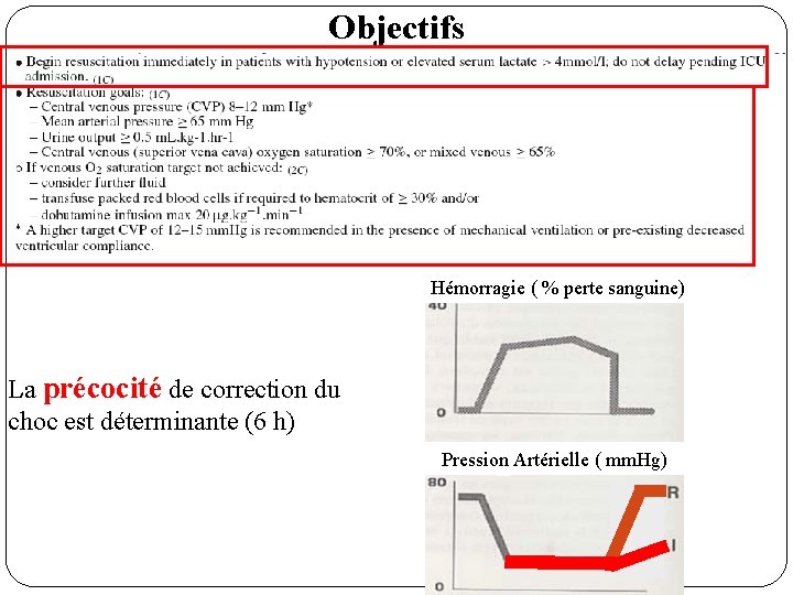 Objectifs Hémorragie ( % perte sanguine) La précocité de correction du choc est déterminante