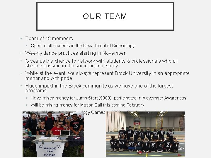 OUR TEAM • Team of 18 members • Open to all students in the