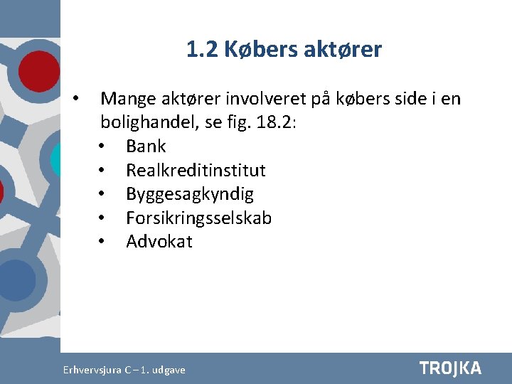 1. 2 Købers aktører • Mange aktører involveret på købers side i en bolighandel,