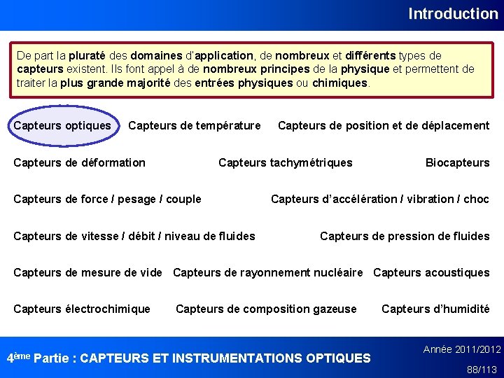 Introduction De part la pluraté des domaines d’application, de nombreux et différents types de