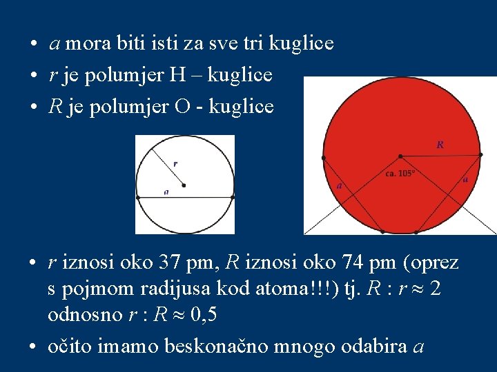  • a mora biti isti za sve tri kuglice • r je polumjer