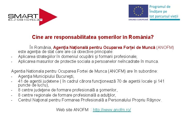 Cine are responsabilitatea șomerilor în România? În România, Agenția Națională pentru Ocuparea Forței de