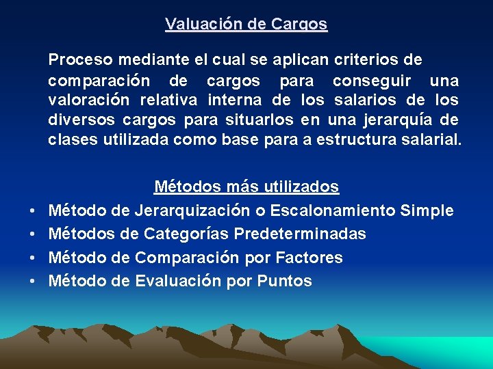 Valuación de Cargos Proceso mediante el cual se aplican criterios de comparación de cargos