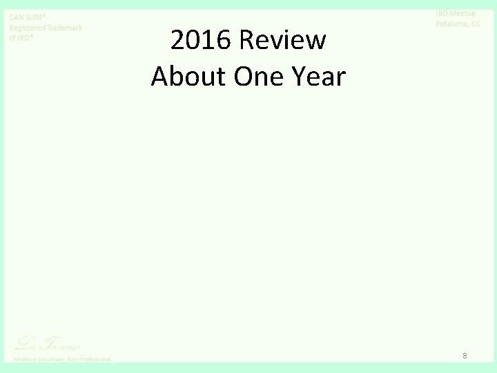 2016 Review About One Year 8 