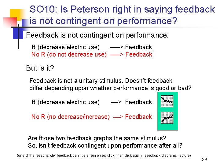 SO 10: Is Peterson right in saying feedback is not contingent on performance? Feedback