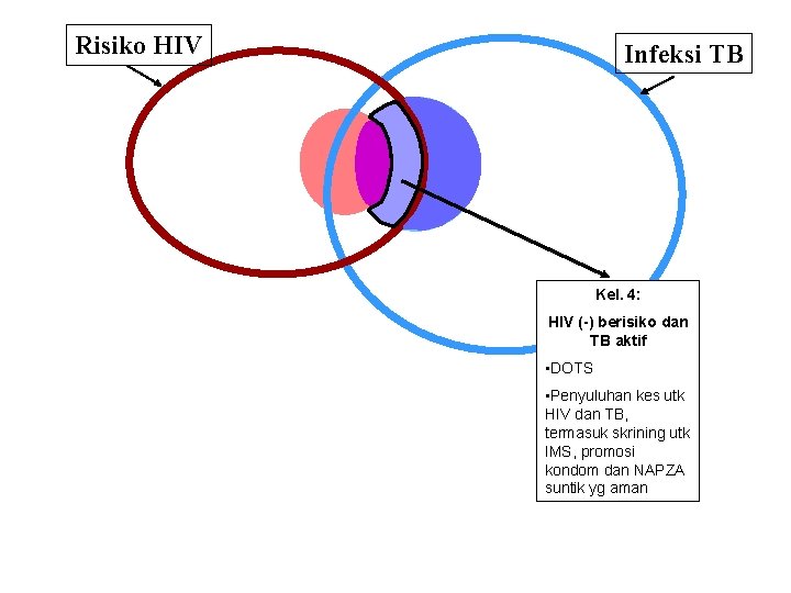 Risiko HIV Infeksi TB Kel. 4: HIV (-) berisiko dan TB aktif • DOTS