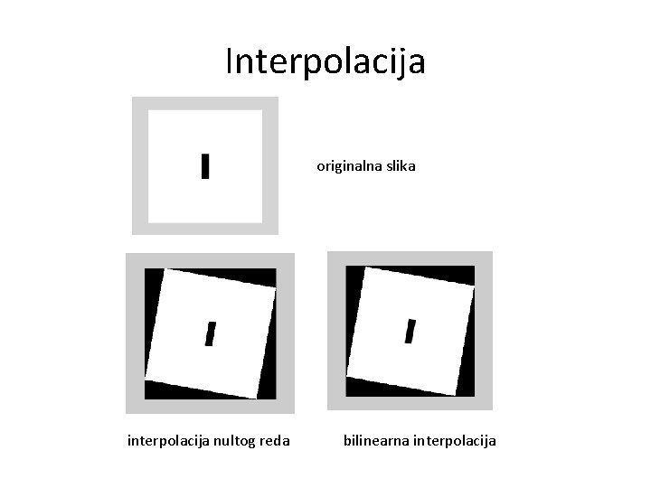 Interpolacija originalna slika interpolacija nultog reda bilinearna interpolacija 