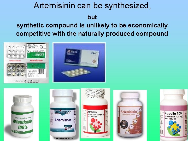 Artemisinin can be synthesized, but synthetic compound is unlikely to be economically competitive with