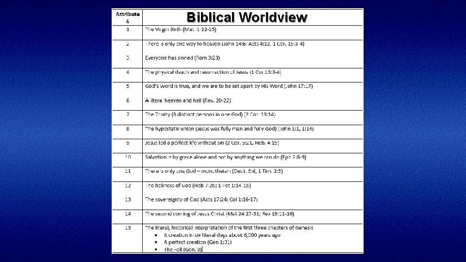 Biblical Worldview 