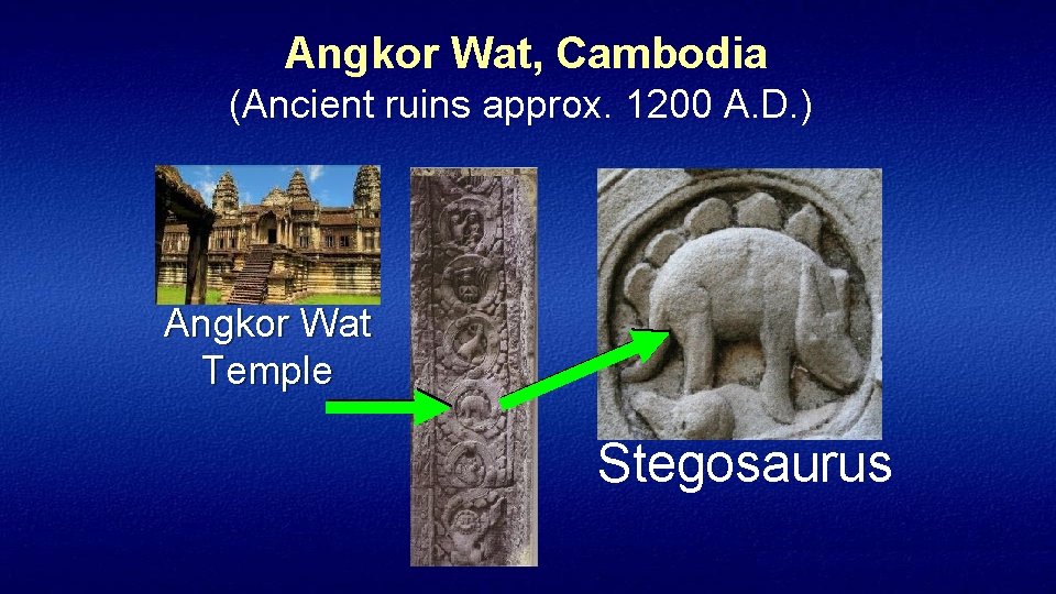 Angkor Wat, Cambodia (Ancient ruins approx. 1200 A. D. ) Angkor Wat Temple Stegosaurus