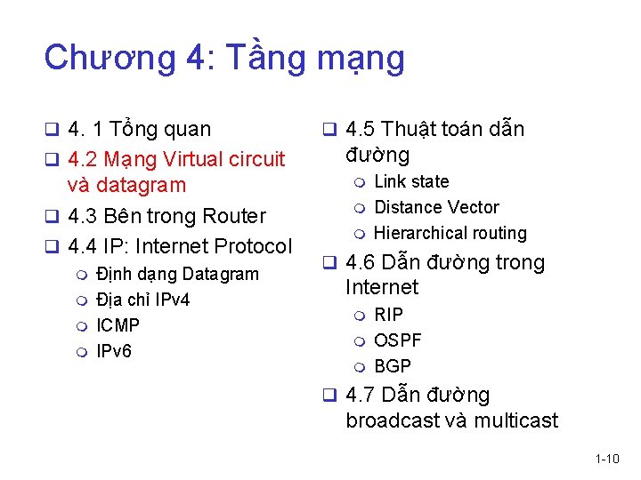 Chương 4: Tầng mạng q 4. 1 Tổng quan q 4. 2 Mạng Virtual