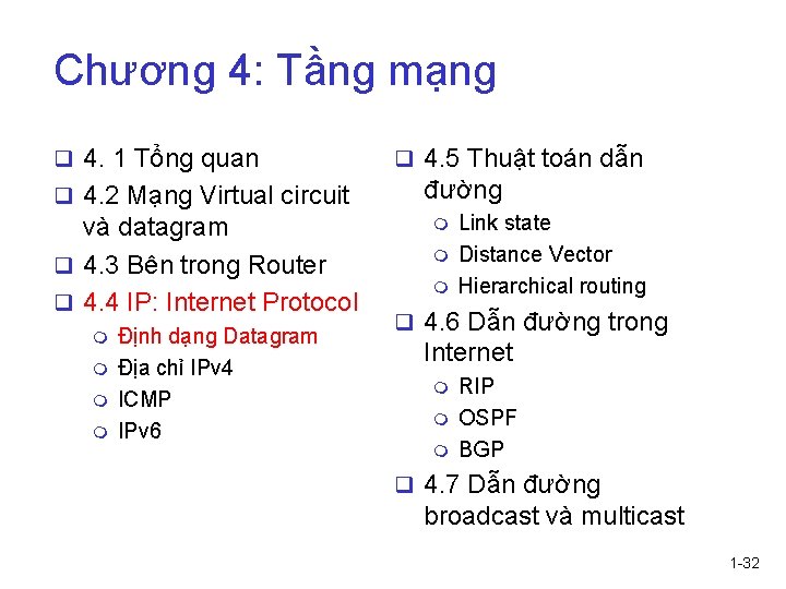 Chương 4: Tầng mạng q 4. 1 Tổng quan q 4. 2 Mạng Virtual